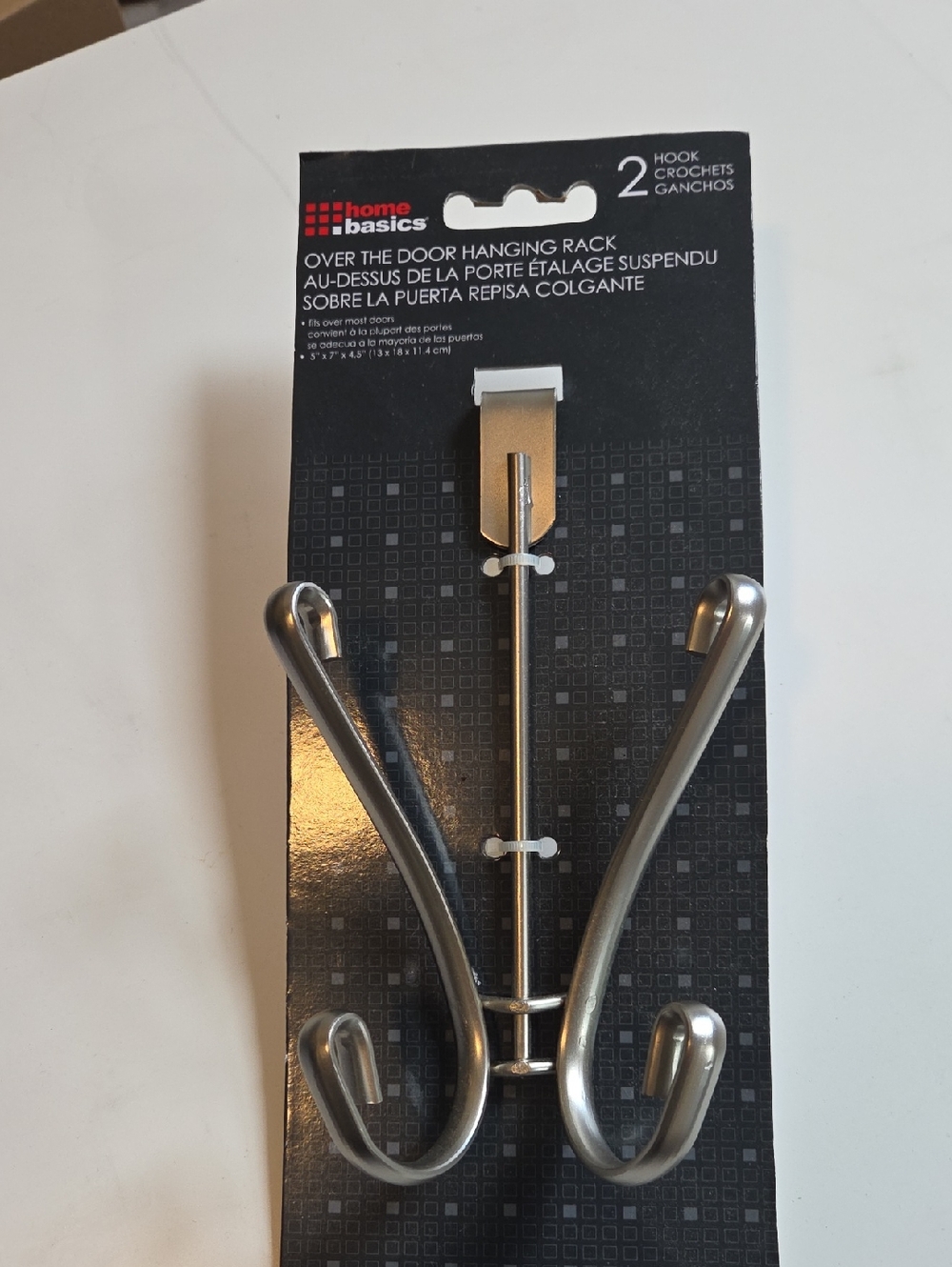 Home Basics Brushed Silver Over-the-Door 2-Hook Hanging Rack